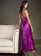 Long nightgown, satin, lace, crossing straps